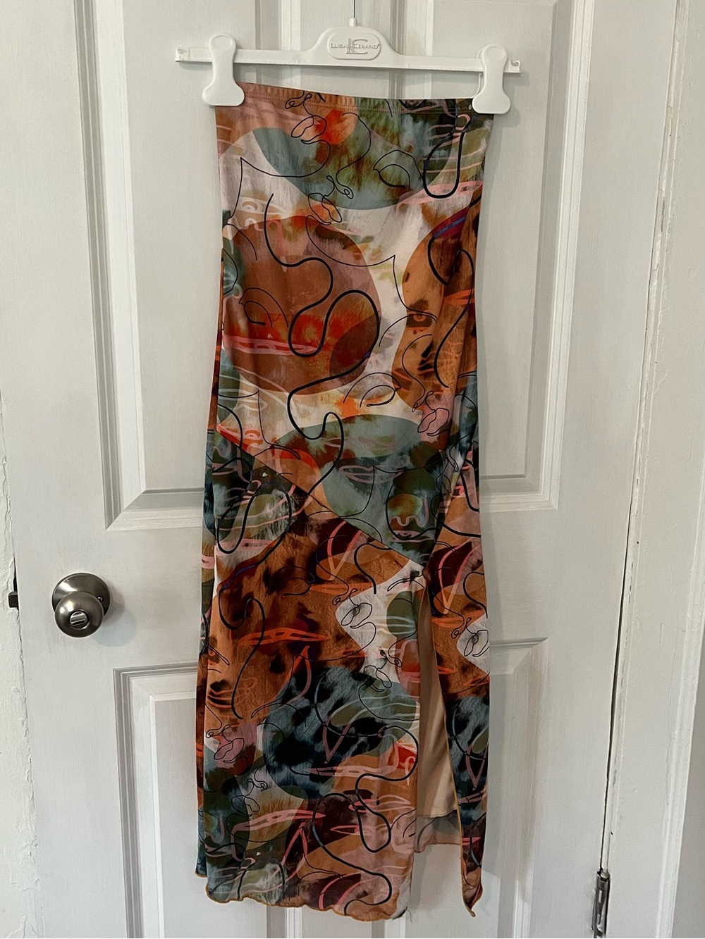 Abstract Print Maxi Skirt in Multi-Color